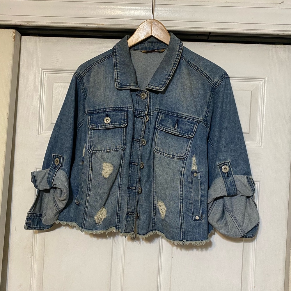 Denim Cutoff Jacket Plus Size - image 1